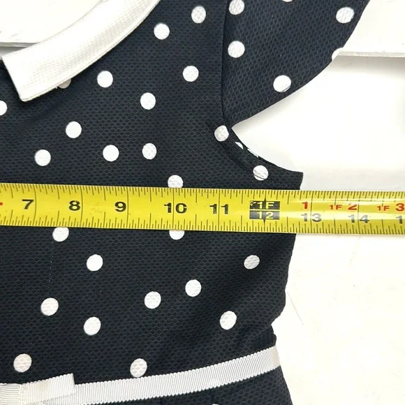 NWT Janie and Jack Cotton Dress Black and White Polka Dot Cap Sleeves size 7 - Picture 8 of 11